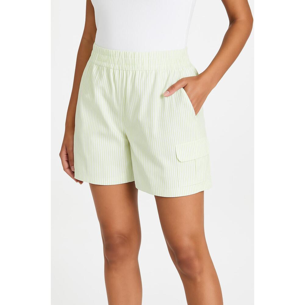 Allison Daley Petite Light Green Striped Cargo Utility Resort Casual Modern